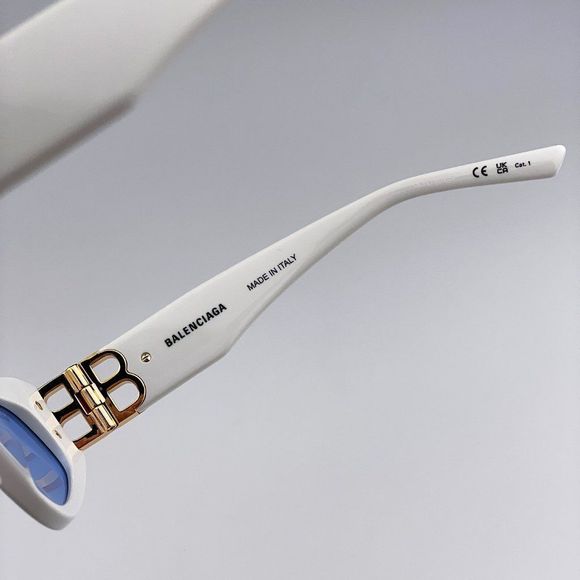 Balenciaga BB0095S 004 Sunglasses White Gold Logo Light Blue Cat Eye Unisex main image 7